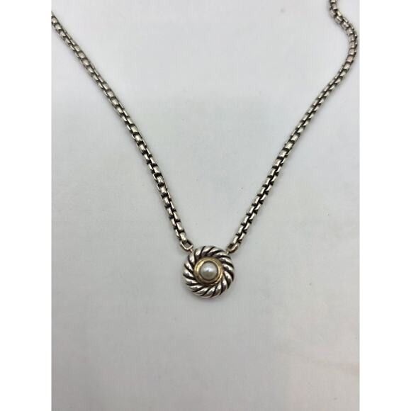 David Yurman Sterling Silver Pearl Cookie Pendant Necklace - Picture 8 of 12